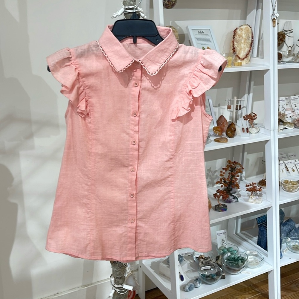 Ruffled Button Linen Shirt